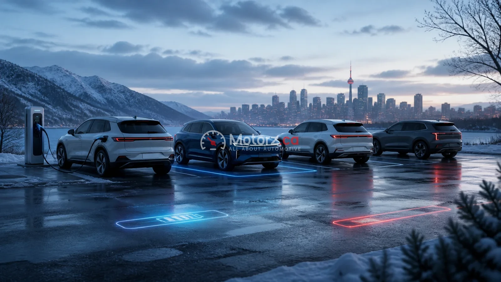 Best Hybrid Cars in Canada: A Practical Shortlist 1 Conceptual unbranded hybrid sedan and crossover on a Canadian suburban road
