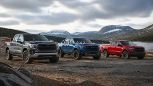 Conceptual lineup of unbranded pickup-truck categories in Canada