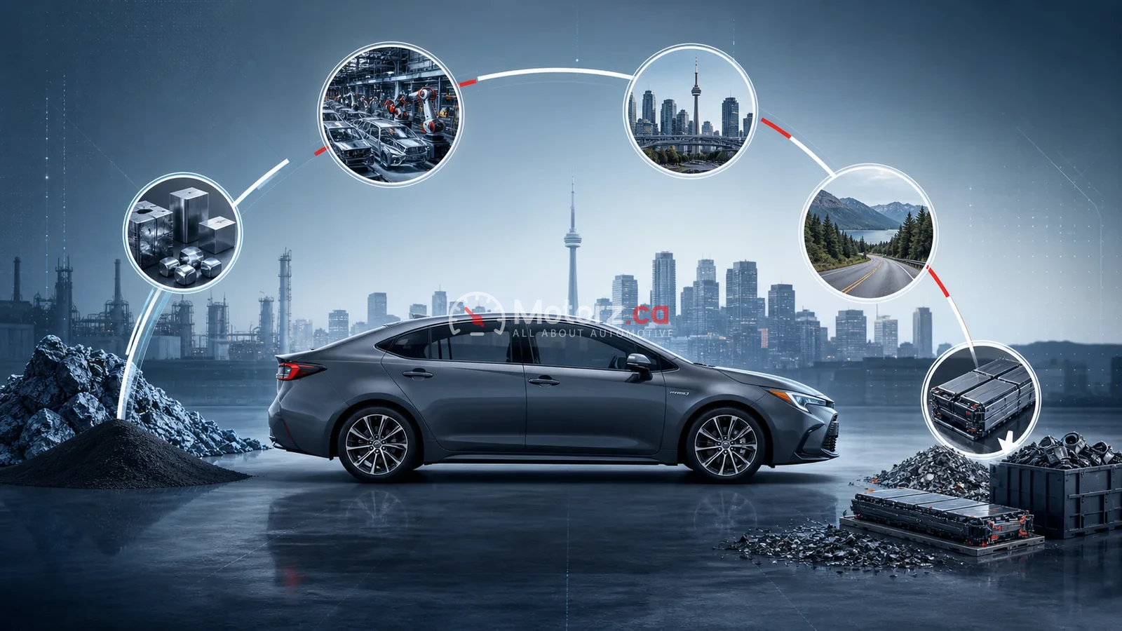 Are Hybrid Cars Better for the Climate? A Canadian Lifecycle Guide 1 Conceptual lifecycle of a hybrid car from manufacturing through driving and material recovery.