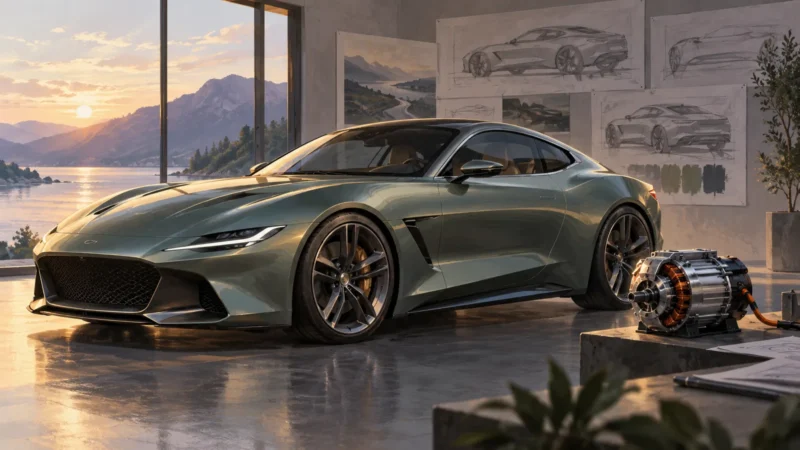 Toyota GR GT: Development Targets, Hybrid Powertrain and What Remains Unconfirmed 12 Conceptual illustration of a grand-touring coupe and electric motor.