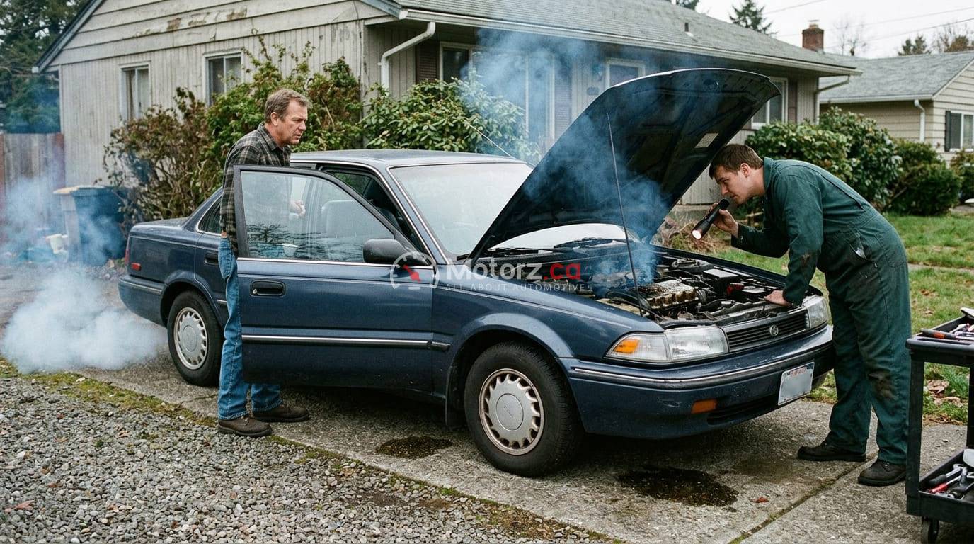Car Burning Oil