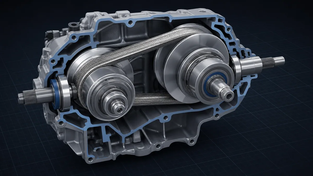 Conceptual cutaway of a continuously variable transmission