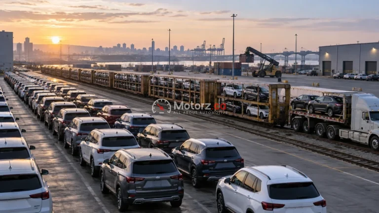 Canadian Automotive Data & Research 15 Unbranded vehicles staged at a conceptual Canadian rail and road logistics terminal